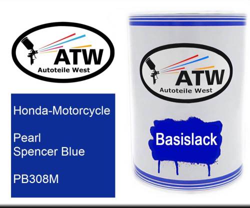 Honda-Motorcycle, Pearl Spencer Blue, PB308M: 500ml Lackdose, von ATW Autoteile West.